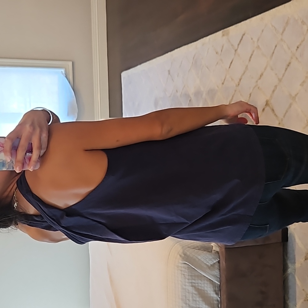 WOMEN'S OAK RACERBACK NAVY BLUE T SHIRT TANK TOP SZ XS $31
